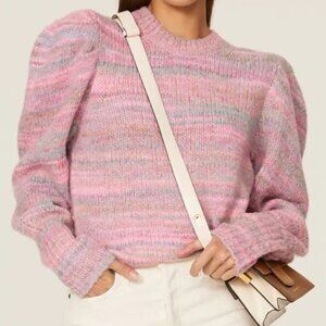 LoveShackFancy Sweater - Women's Medium Pink - Pullover Puff Shoulder Knit